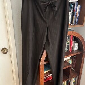 Anthropologie Chocolate Brown and Red Pinstripe Pants - vintage mid 2000’s